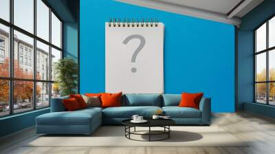 Note paper with question mark on panoramic blue background Wall mural