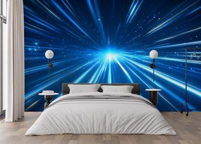 Vector Abstract science futuristic energy technology concept Digital image of light rays stripes lines with blue light background Wall mural