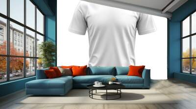 White t shirt mockup front used as design template tee shirt blank isolated on white Wall mural