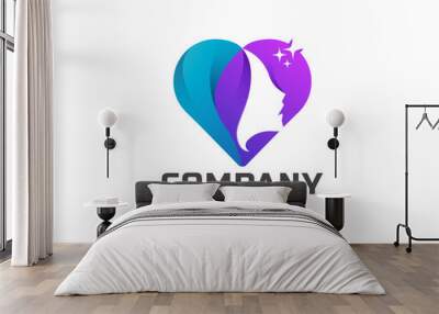 Beauty colorful feminine logo for company Wall mural