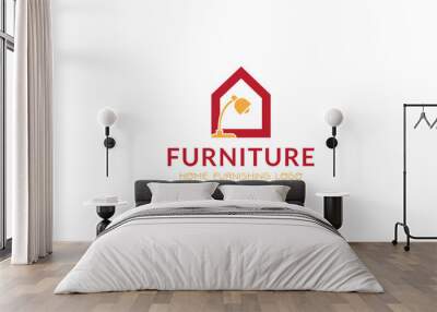 a logo for furniture store with a red house on the top. Wall mural