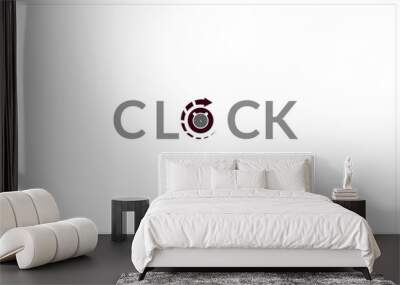 text clock logo vector illustration, creative latter  O   clock logo. Wall mural