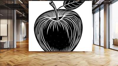 Apple with a leaf line art vector illustration Wall mural