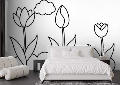 flower bed line art vector illustration Wall mural