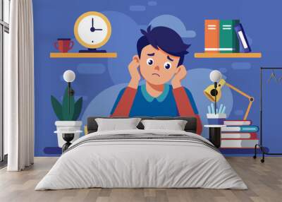 hard to do the homework vector illustration Wall mural