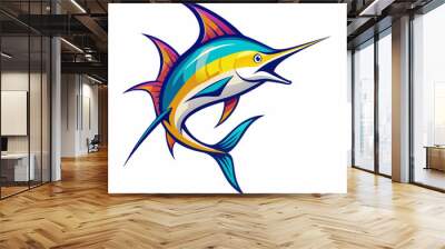 marlin fish colorful logo mascot vector illustration Wall mural