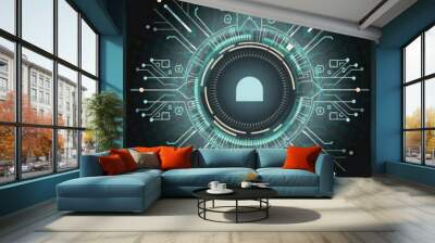 Abstract glowing and neon lines futuristic electronic modern technology background for network big data Wall mural