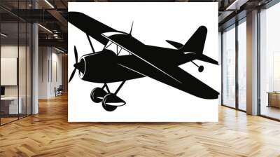 skywriting plane silhouette vector illustration Wall mural