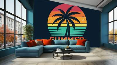 summer vibes with palm tree t-shirt design vector illustration Wall mural