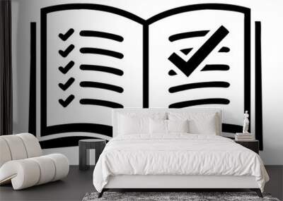 Book checkmark black silhouette vector ,Checkmark silhouette black book icon design Wall mural