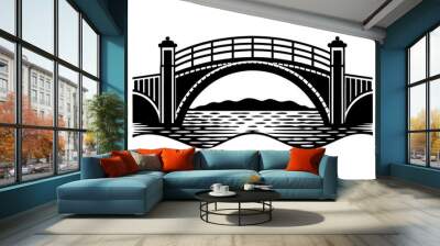 Bridge Over Water silhouette vector,Bridge silhouette vector Wall mural