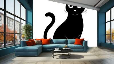 cat black silhouette vector,black cat, vector icon, silhouette,cat black vector,cat sitting Wall mural