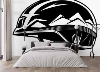 Climbing helmet black silhouette vector Wall mural