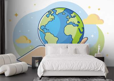 hand holding planet earth vector illustration Wall mural