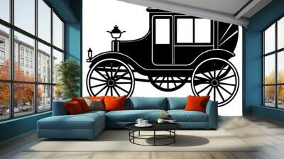 Vintage Carriage Antique Car silhouette, Vehicle Classic Automobile silhouette,Grayscale Burn Wall mural