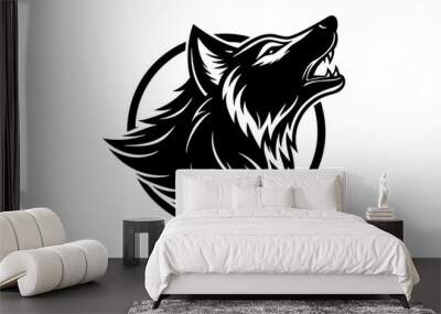 wolf howling emblem black  logo vector silhouette,Wolf head Vector illustration. Wolf Vintage Logo Stock Vector. Wall mural