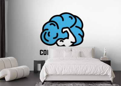 Brain Barbell Icon Logo Design Element, brain fitness logo. Wall mural