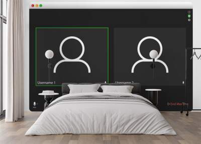 Video conferencing user interface. Video call screen interface template. Application for social communication. Video conferencing window overlay. two user. Wall mural