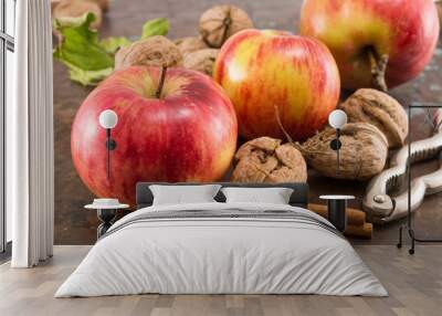 apples, walnuts and nuts cracker Wall mural