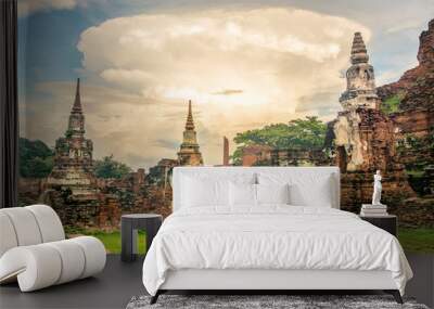 ayutthaya city ancient ruins in thailand Wall mural