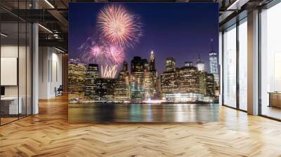 Firework over Manhattan island, New York Wall mural