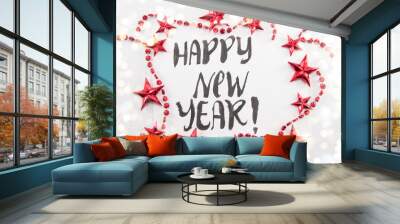 happy new year card with christmas decoration Wall mural