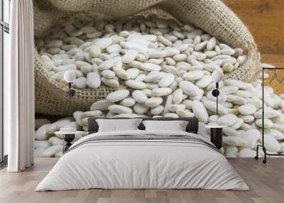 Natural white beans in a bag Wall mural