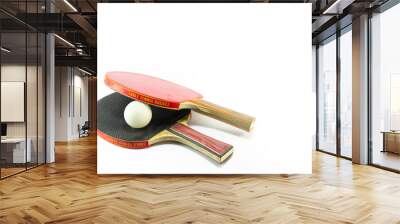 Table tennis rackets and a ball isolated Wall mural