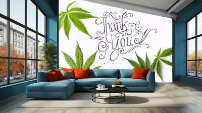 Thank you card with marijuana leaves Wall mural