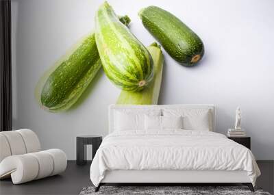 Zucchini, green summer squash on white Wall mural