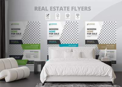 Modern Real Estate Flyer Template Design. Creative home for sales colorful and clean style corporate concepts business flyer layouts. Wall mural