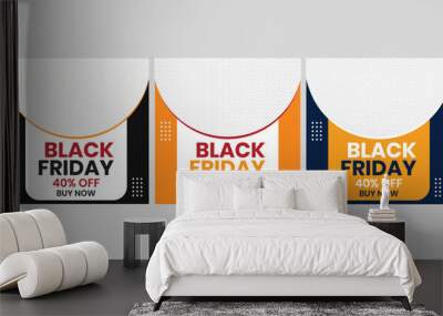 Black friday blank social media post, cover, kit, set design  Wall mural