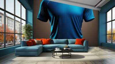 AI-generated Blue tshirt mockup for men Wall mural