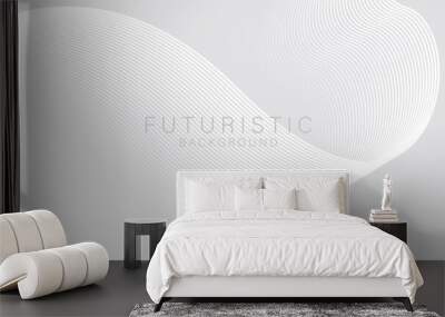 White Futuristic abstract background with minimalist line waves. Suitable for banners, wallpapers, presentations, posters. Vector illustration Wall mural