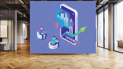 Online business strategy icon isometric vector illustration. Teamwork business planner vector design element Wall mural