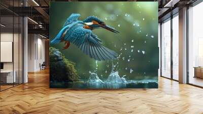 Kingfisher in Flight Wall mural