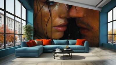 A man and a woman are kissing each other Wall mural