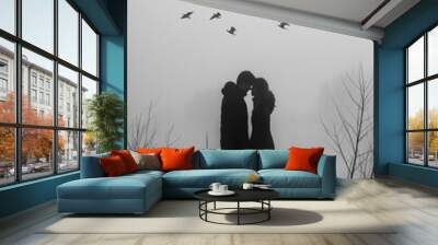 Concept of love and intimacy between the two people, as well as the beauty Wall mural