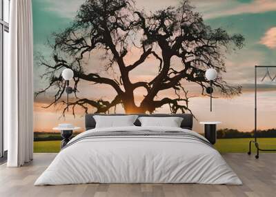 tree on the field Wall mural