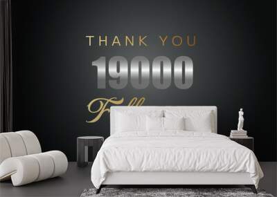 19000 OR 19K followers celebration. Thank you 19000   followers congratulation template banner. banner for social 19K friends and followers. celebrate subscribers and followers.
 Wall mural