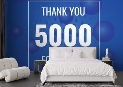 5000 OR 5k followers celebration. Thank you 5000   followers congratulation template banner. banner for social 5k friends and followers. celebrate subscribers and followers.
 Wall mural