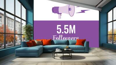 5500000 OR 5.5m followers celebration. Thank you 5500000 followers congratulation template banner. banner for social 5.5m friends and followers. celebrate subscribers and followers.
 Wall mural