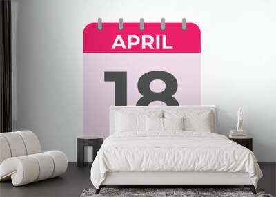 April 18 calendar reminder. 18 April daily calendar icon template. Calendar 18 April icon Design template. Vector illustration
 Wall mural