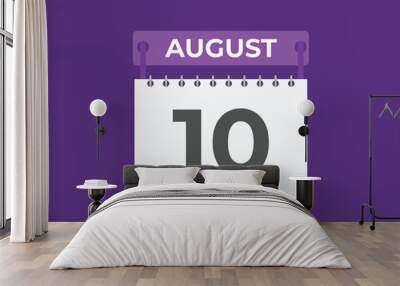 August 10 calendar reminder. 10 August daily calendar icon template. Calendar 10 August icon Design template. Vector illustration
 Wall mural