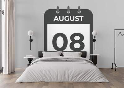 August 8 calendar reminder. 8 August daily calendar icon template. Calendar 8 August icon Design template. Vector illustration
 Wall mural