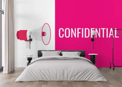 Confidential button, banner, label, template for website. Confidential text with colorful megaphone icon Wall mural