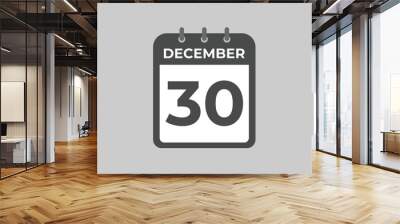 December 30 calendar reminder. 30 December daily calendar icon template. Calendar 30 December icon Design template. Vector illustration
 Wall mural