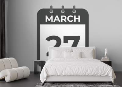 March 27 calendar reminder. 27 March daily calendar icon template. Calendar 27 March icon Design template. Vector illustration
 Wall mural