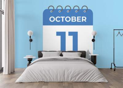 October  11 calendar reminder. 11 October  daily calendar icon template. Calendar 11 October  icon Design template. Vector illustration
 Wall mural