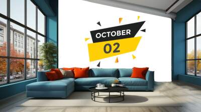 october 2 Calendar icon Design. Calendar Date 2nd october. Calendar template 
 Wall mural